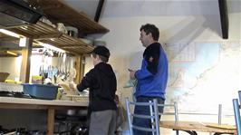 Josh and Michael in the kitchen at Tintagel Youth Hostel